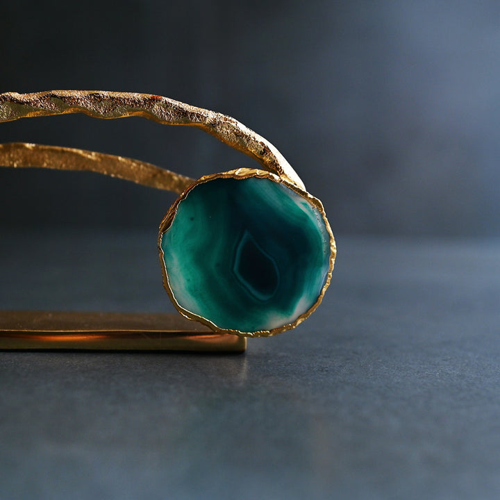 agate and gold napkin holder
