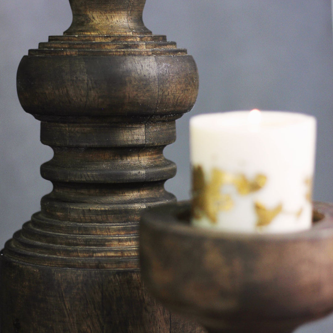 Wood Pillar Candlestand Set