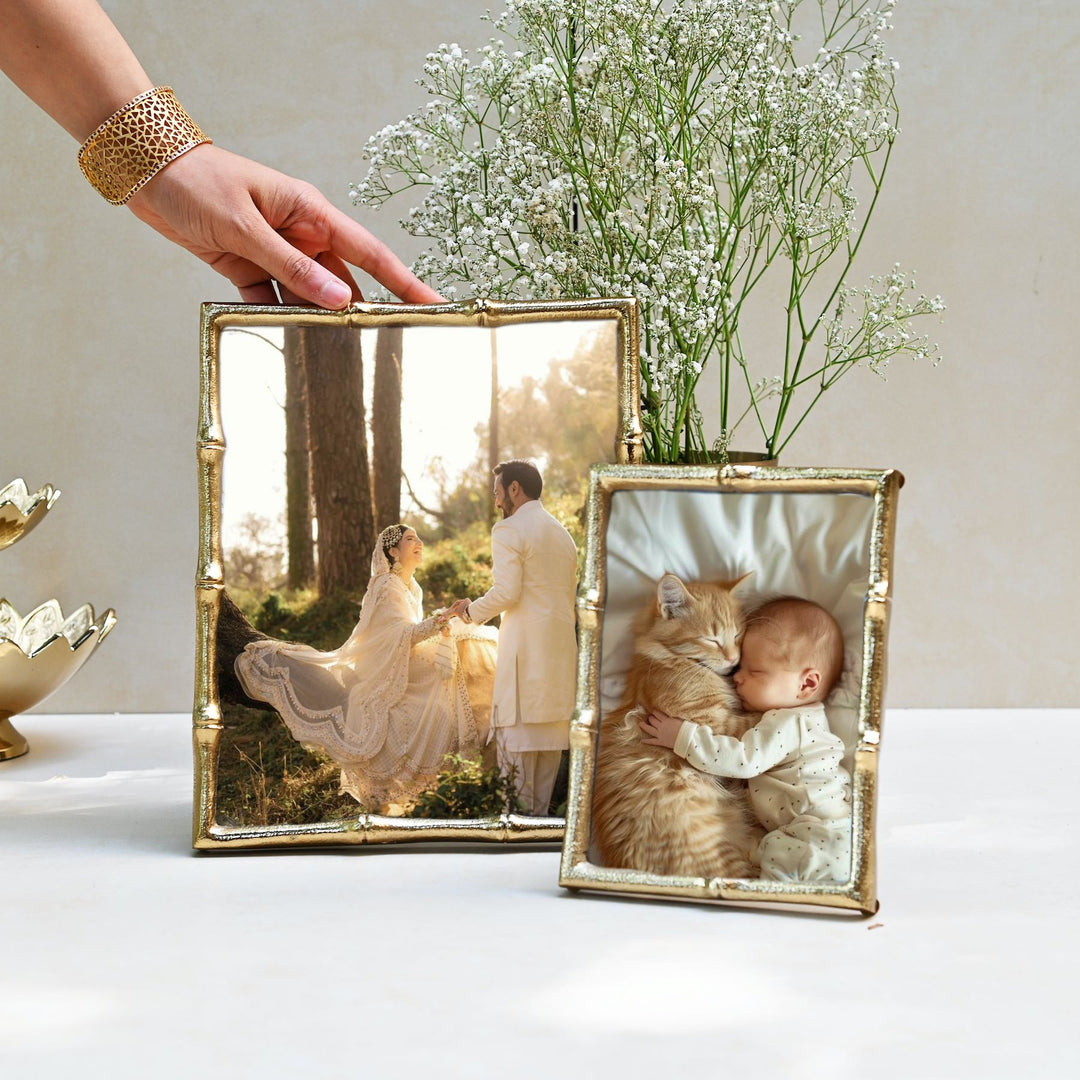 golden bamboo photo frame set