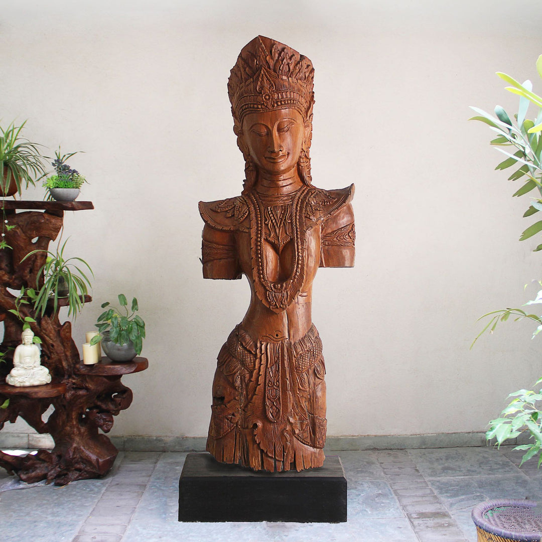 Pure Teak Lanna Princess 8 feet Tall Statue