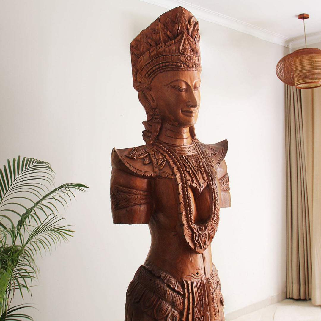 Pure Teak Lanna Princess 8 feet Tall Statue