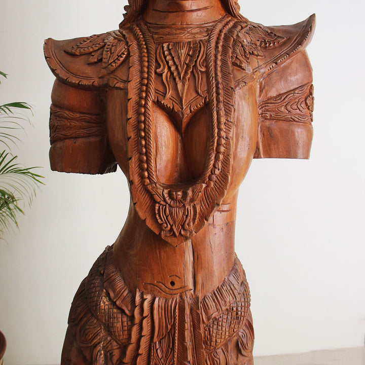 Pure Teak Lanna Princess 8 feet Tall Statue