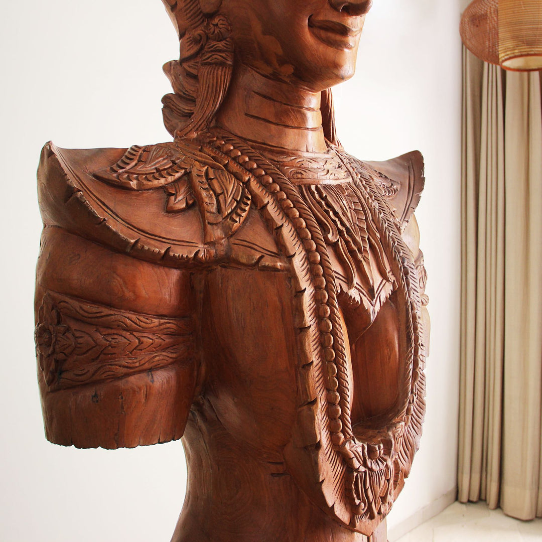 Pure Teak Lanna Princess 8 feet Tall Statue