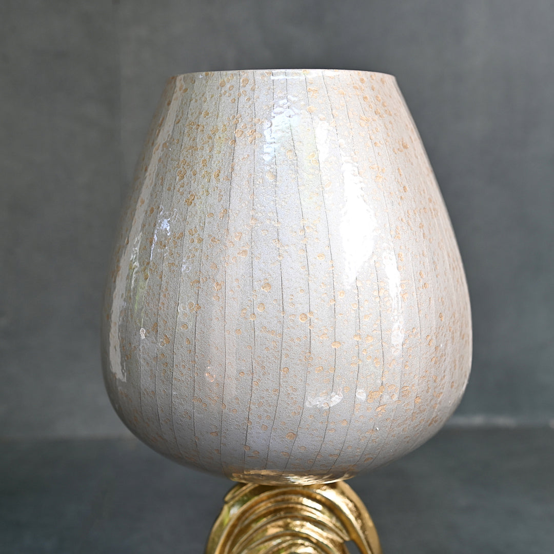 silver glass candle holder