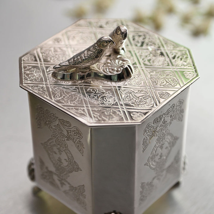 decorative silver box with lid