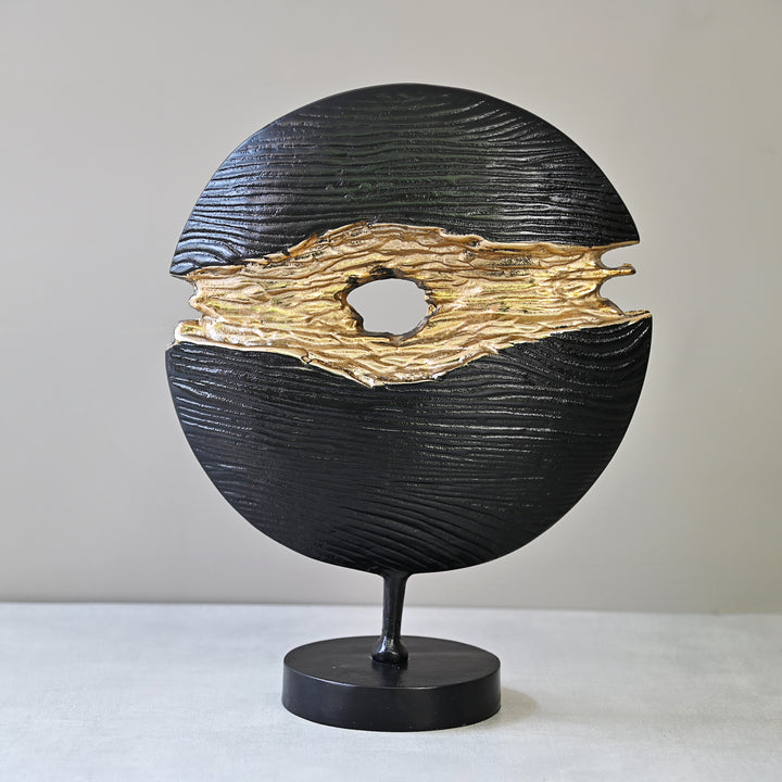 black and gold round tabletop accent