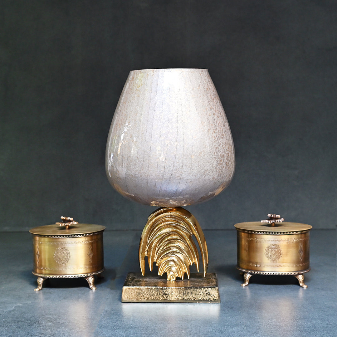 silver glass candle holder