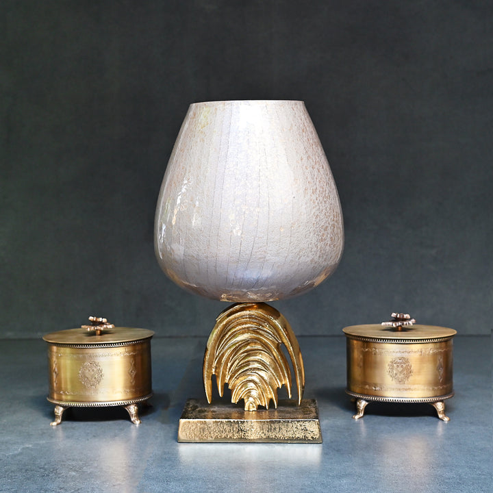 silver glass candle holder