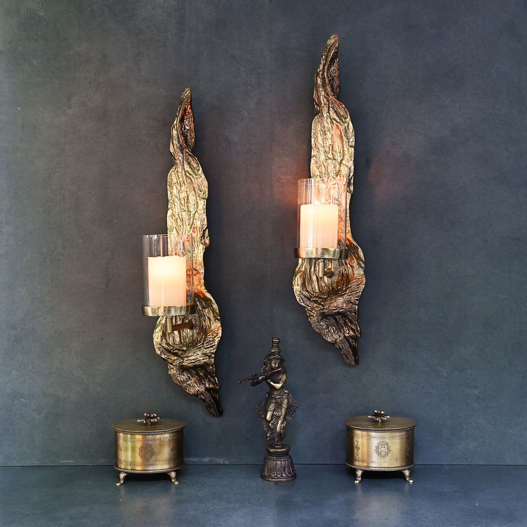 golden wall candle holder