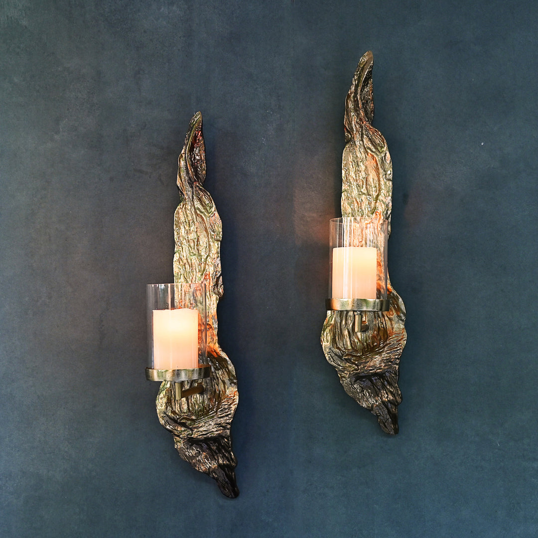 golden wall candle holder