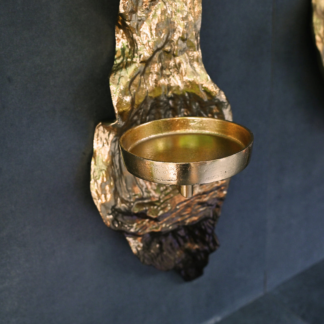 golden wall candle holder