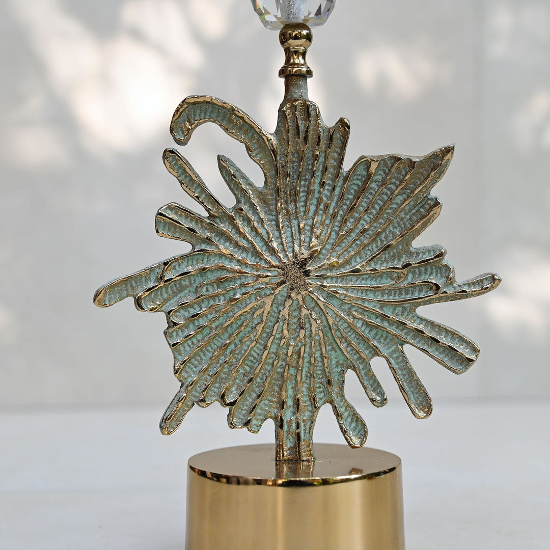 green floral candlestand pair