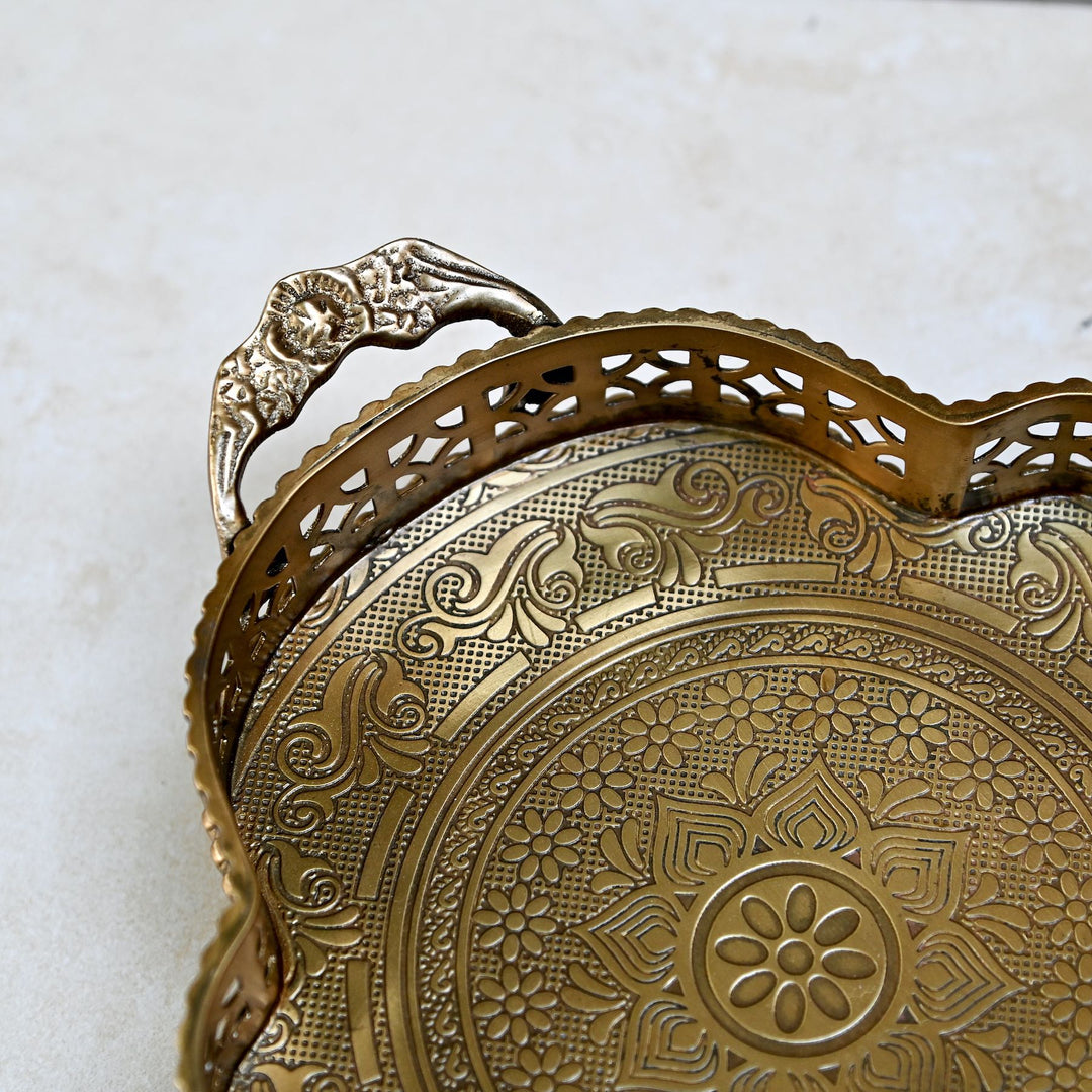 Gold Brass Etched Tray