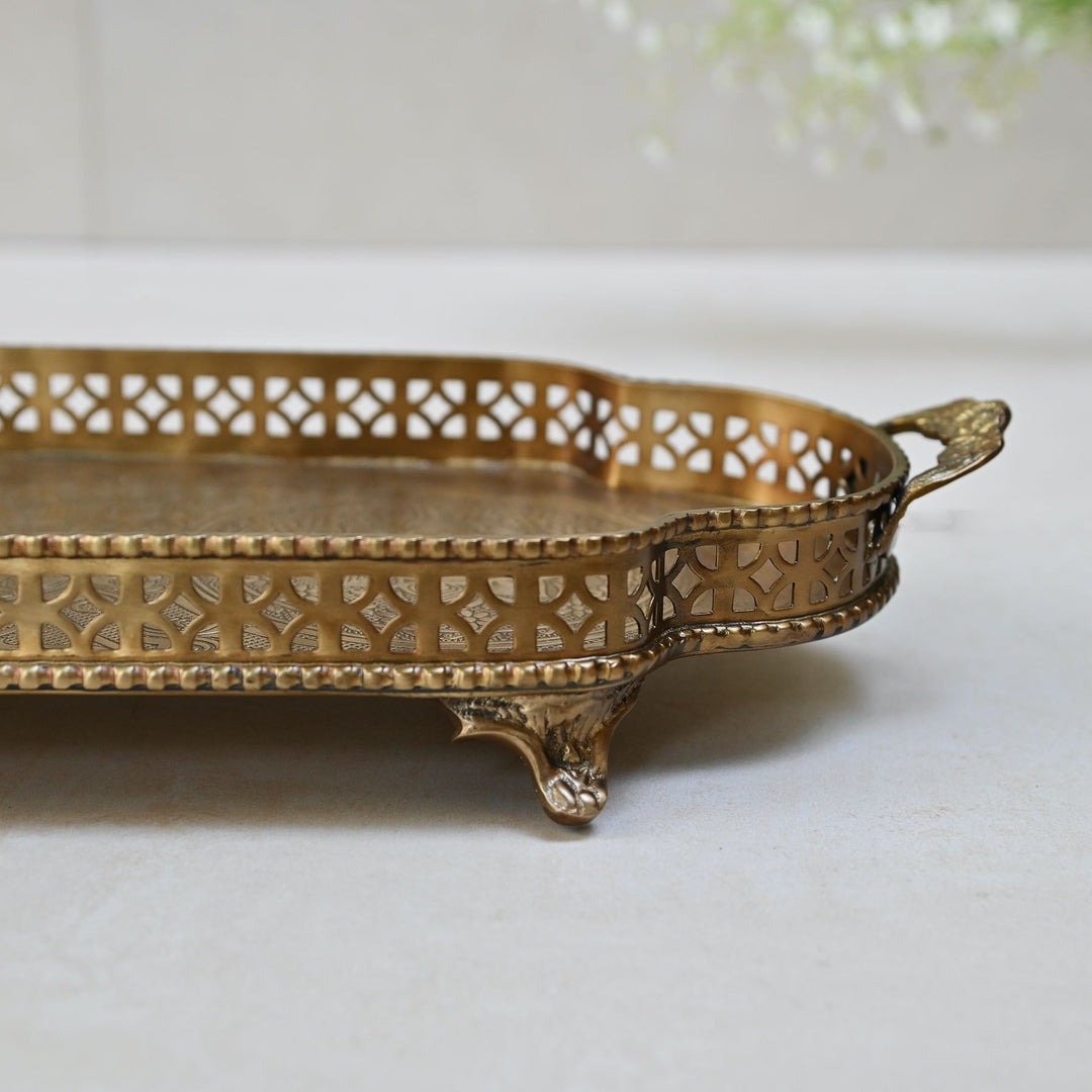 Gold Brass Etched Tray