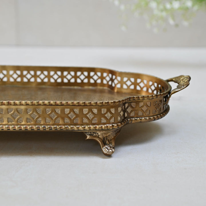 Gold Brass Etched Tray