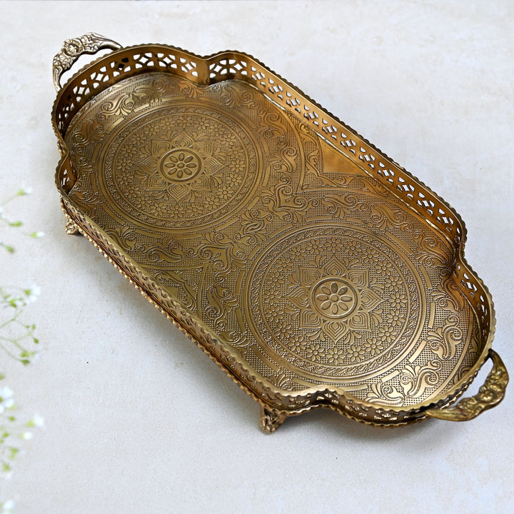 Gold Brass Etched Tray