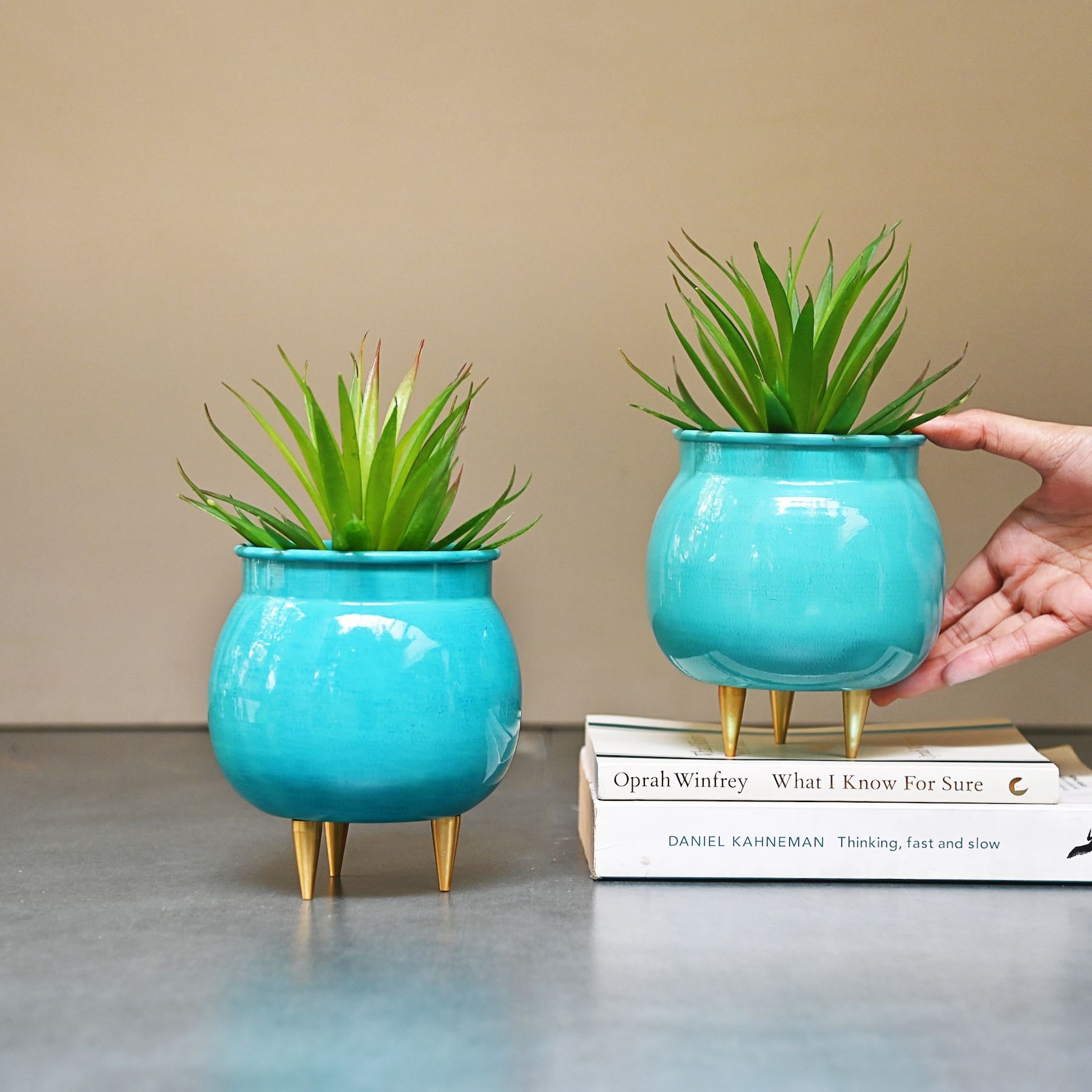 teal indoor plant pots Cute blue pot for small indoor plants – Mora Taara