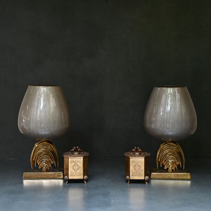 silver glass candle holder