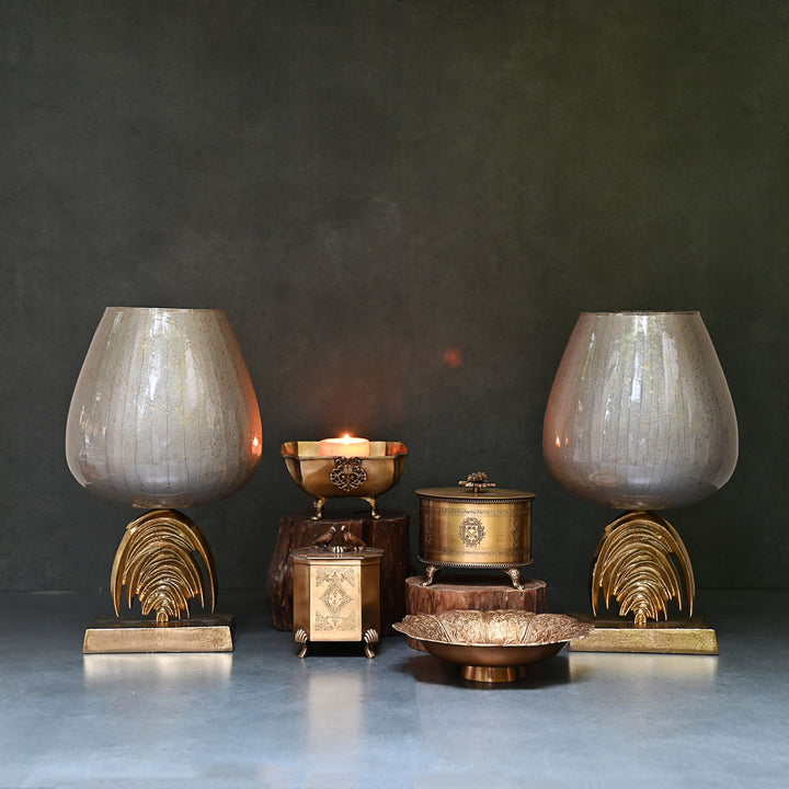 silver glass candle holder