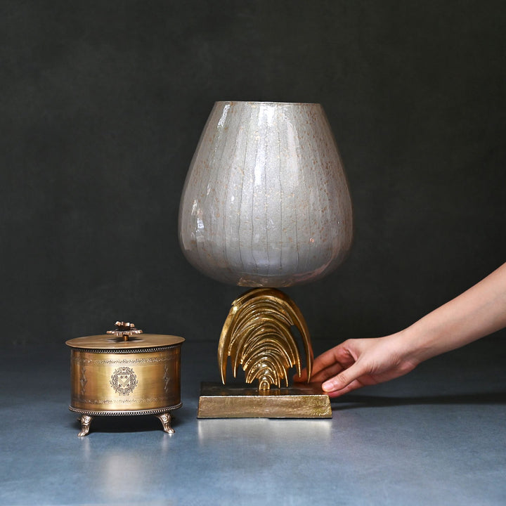 silver glass candle holder