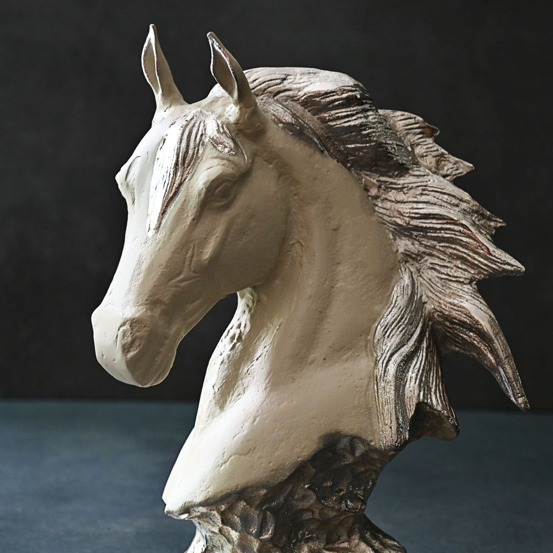 white and silver horse sculpture