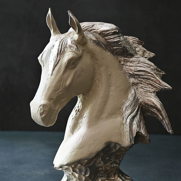 white and silver horse sculpture