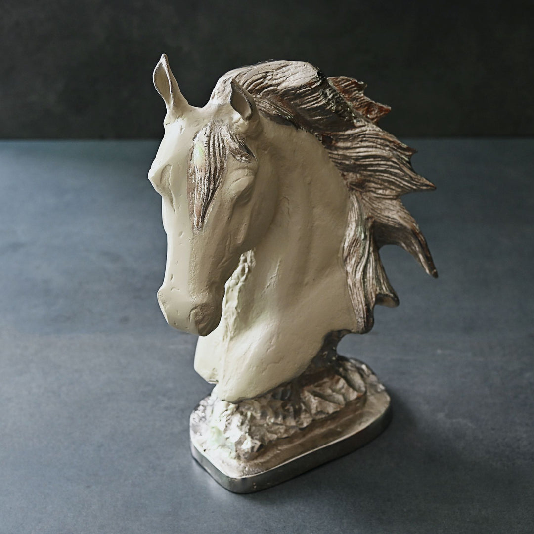 white and silver horse sculpture