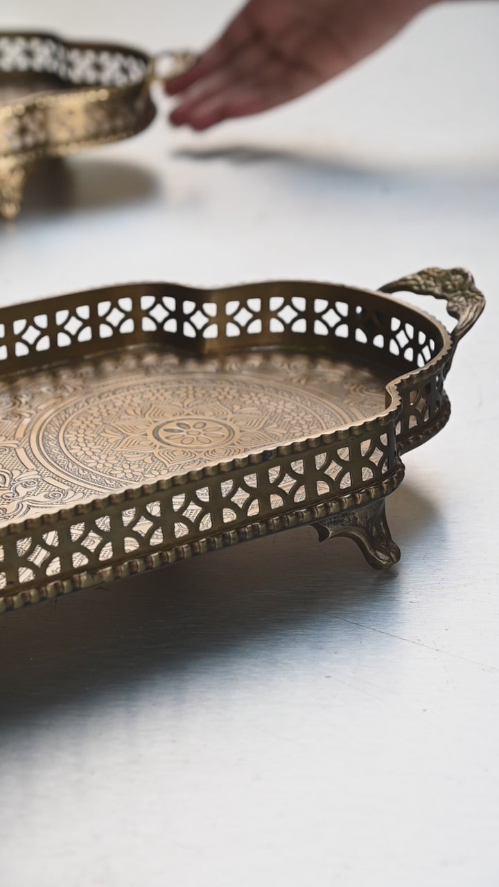 Gold Brass Etched Tray