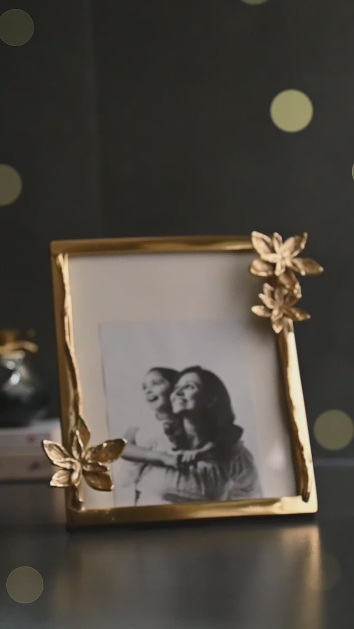 Golden Flower Photo Frame Set of 2