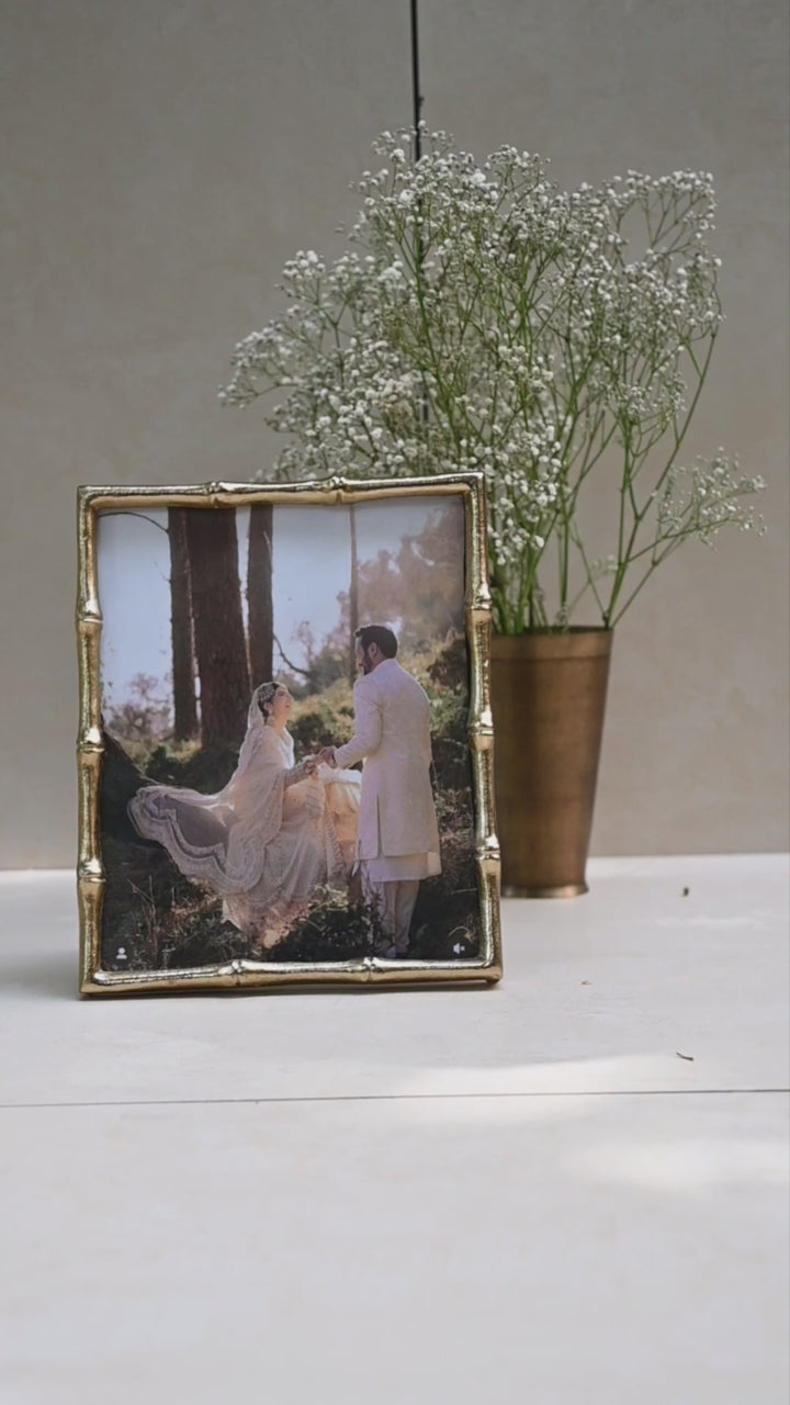 golden bamboo photo frame set