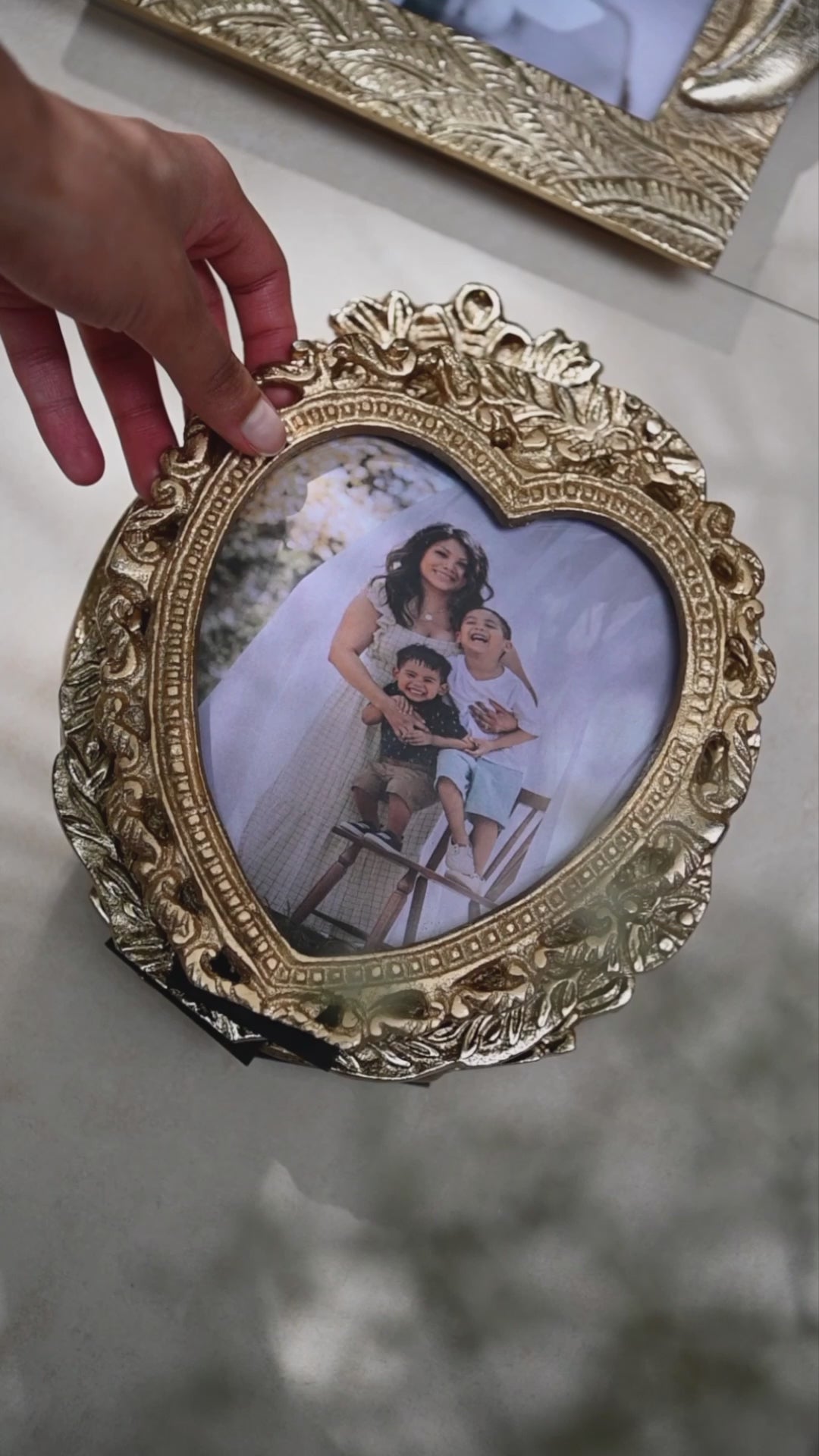 small golden photo frames