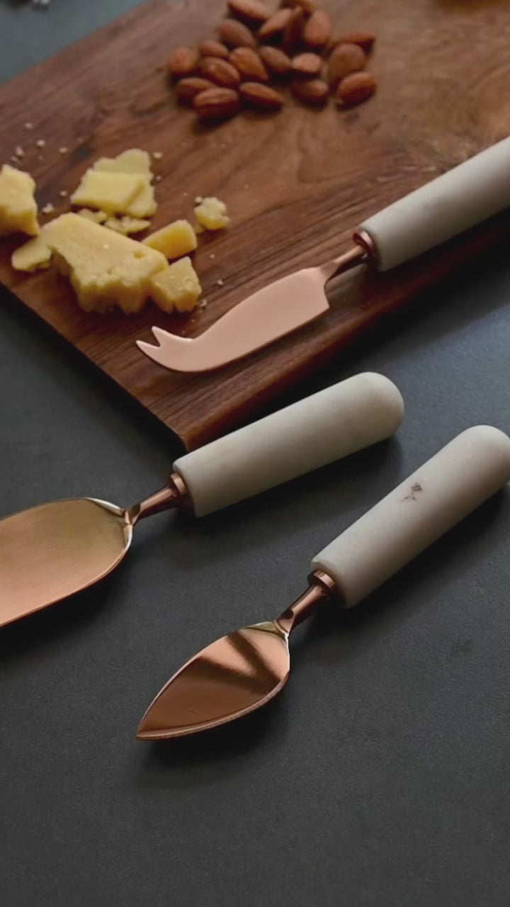 Cheese Knife Set with Marble Handles