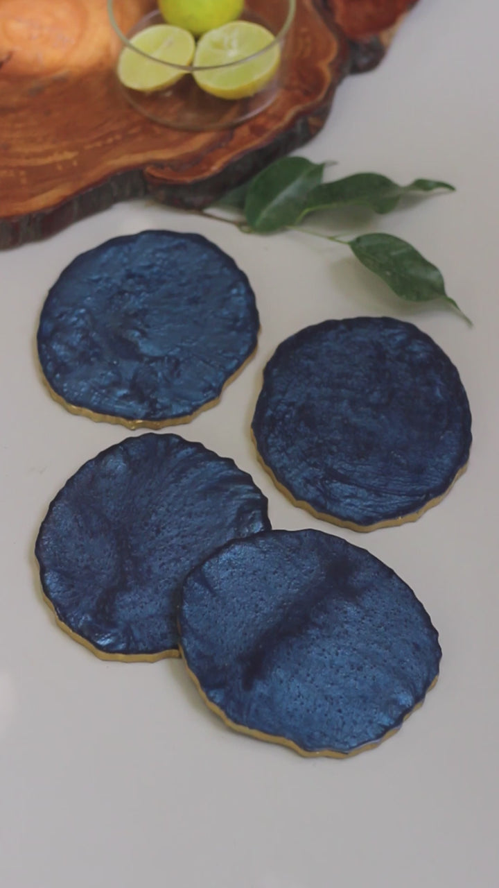 Blue Resin Coasters - Set of 4