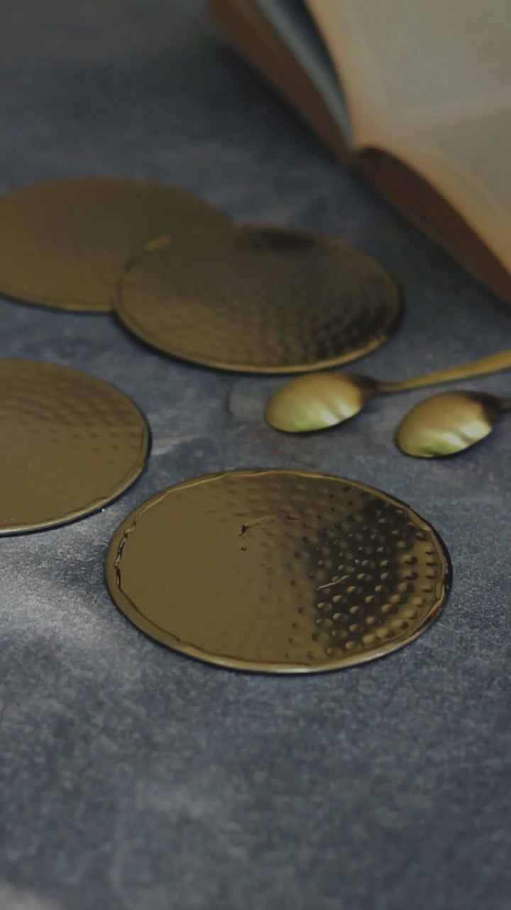Hammered Gold Coasters - Set of 4
