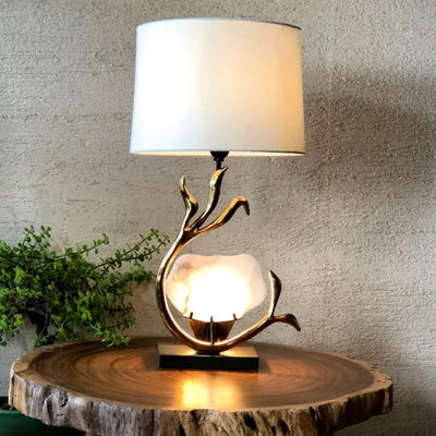brass table lamp with alabaster stone