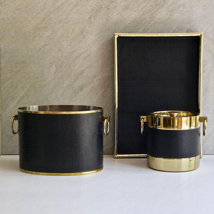 faux leather & gold bar range