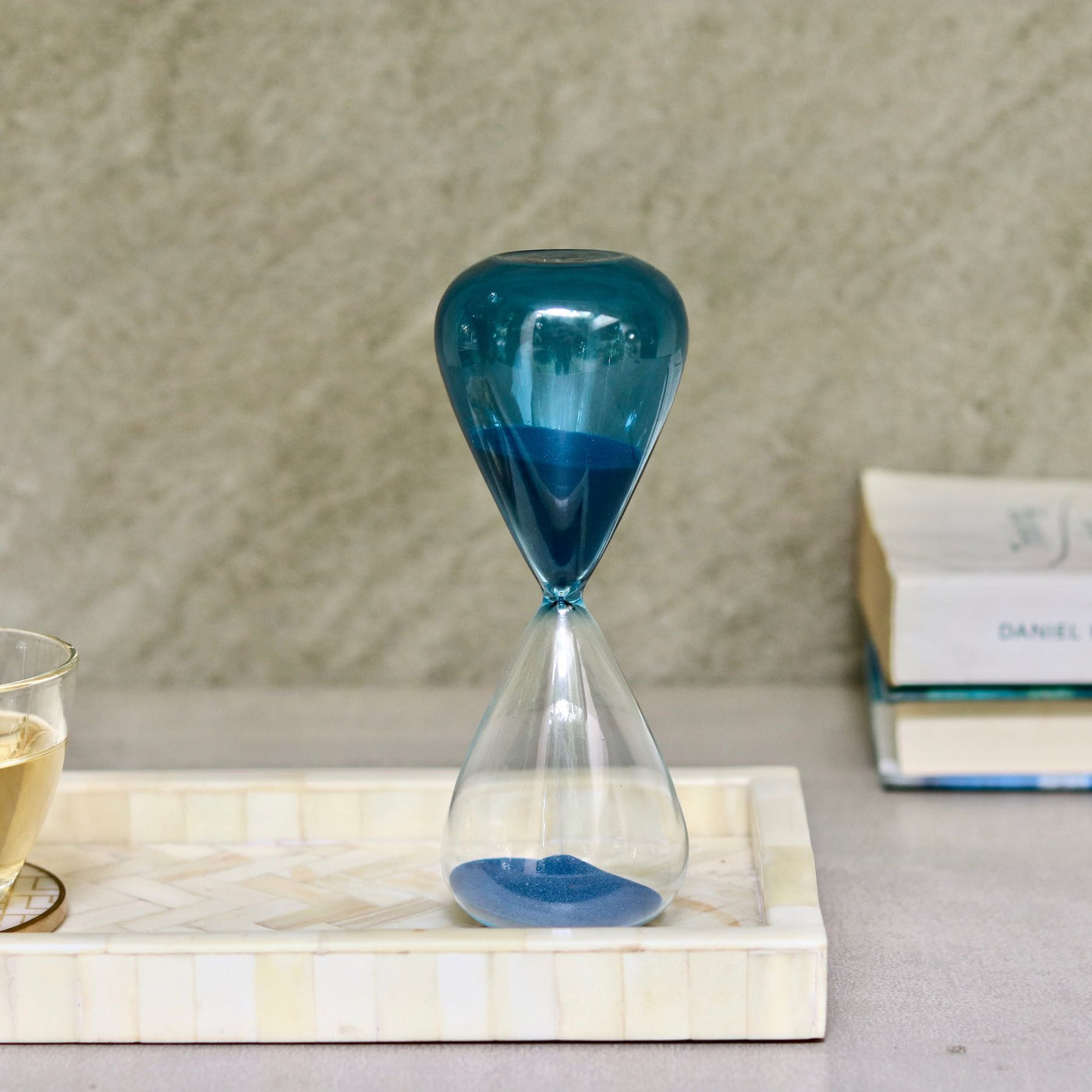 blue sand hourglass