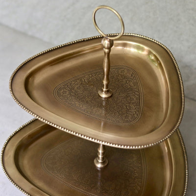 brass two-tier serving platter