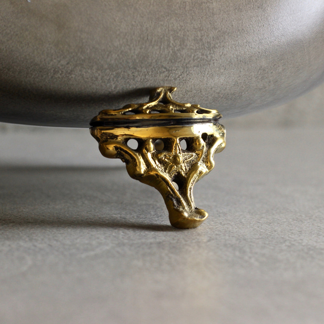 brass and steel serving bowl