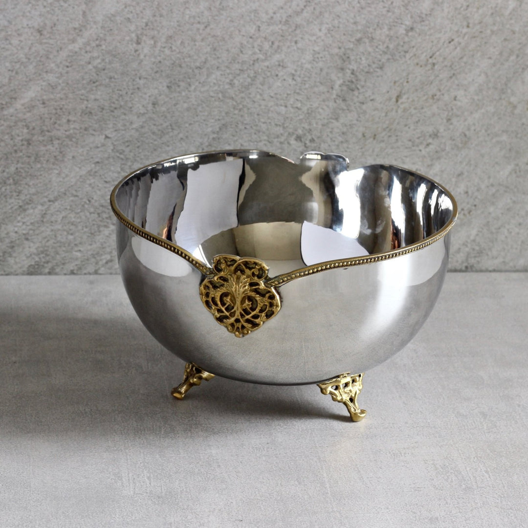 brass and steel serving bowl