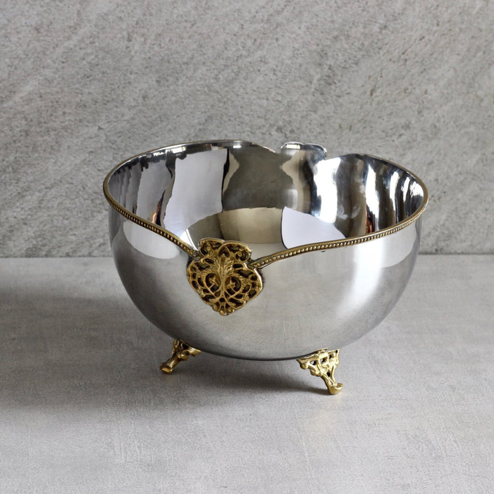 brass and steel serving bowl