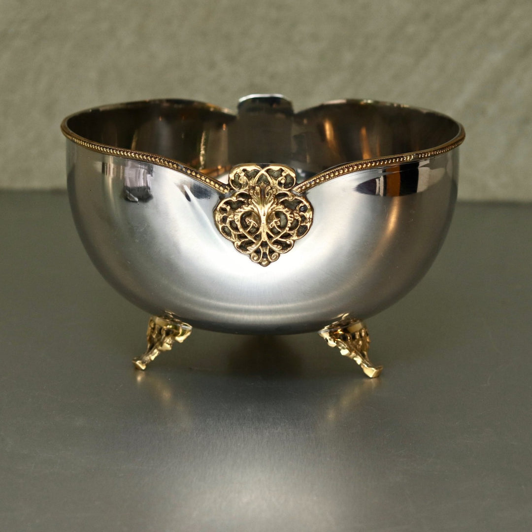 brass and steel serving bowl