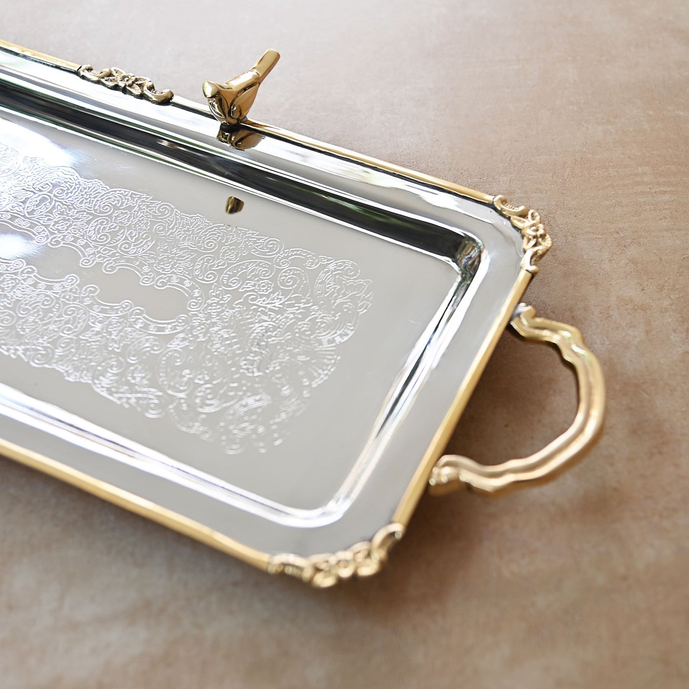 brass and steel serving tray