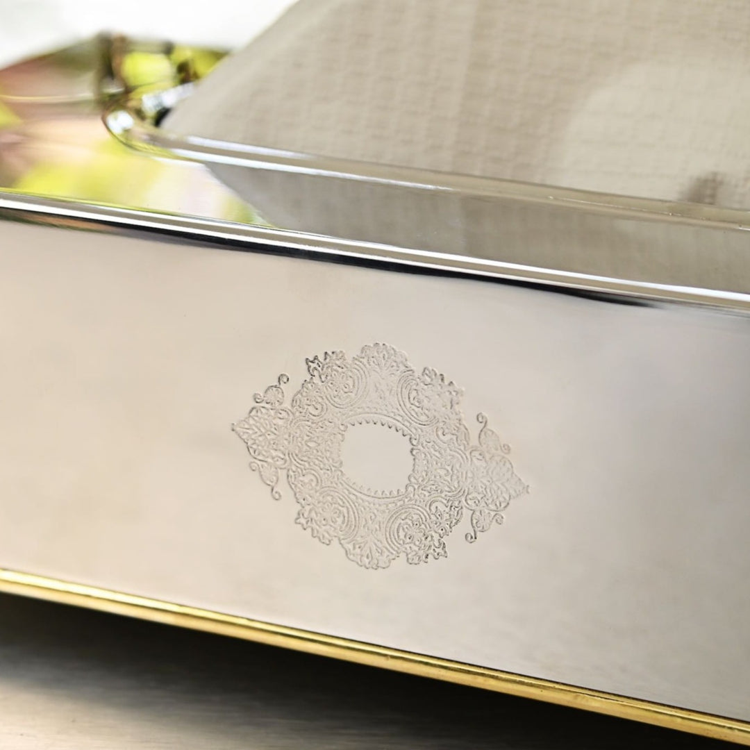 brass and steel tissue box