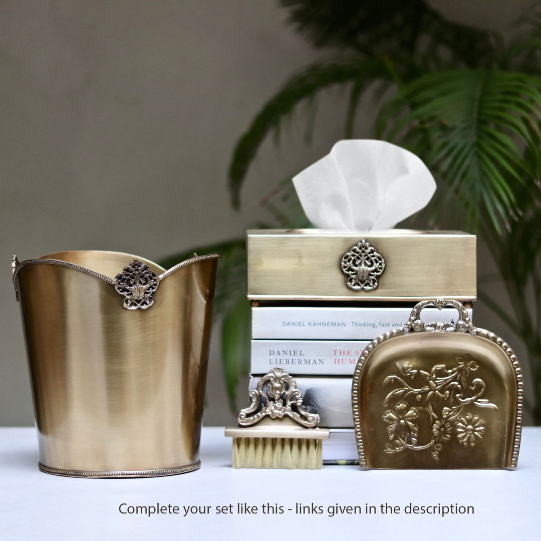 brass and steel tissue box