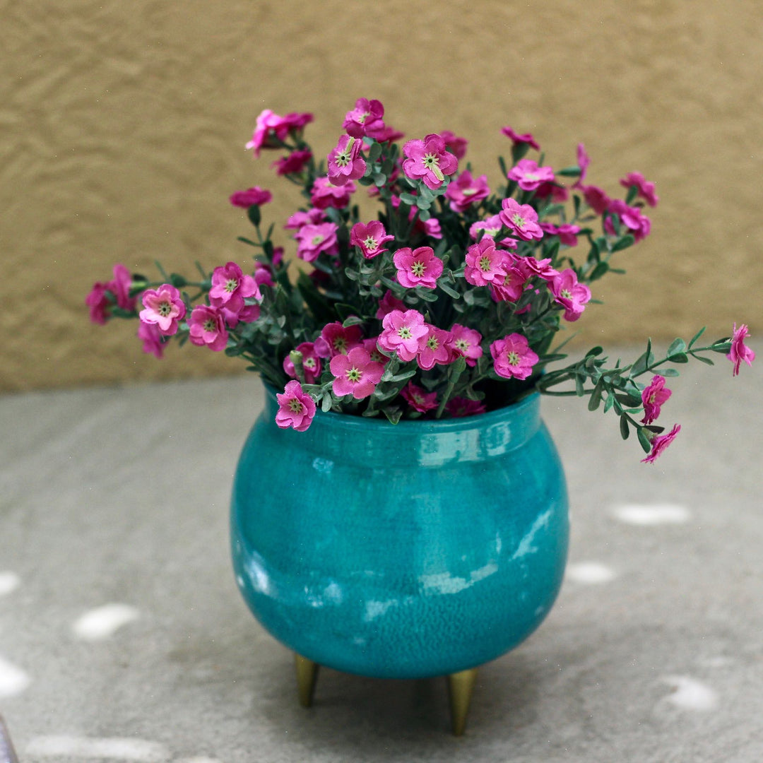 blue metal pot