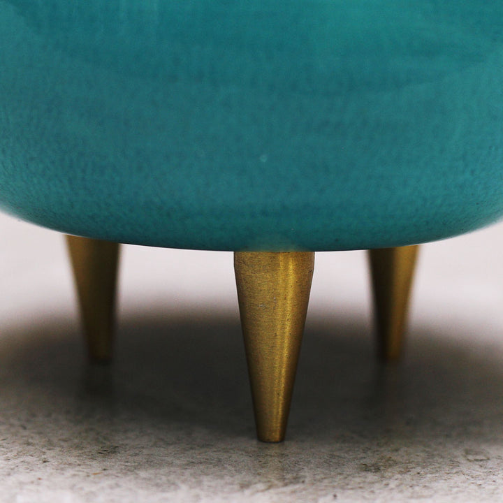 blue metal planter