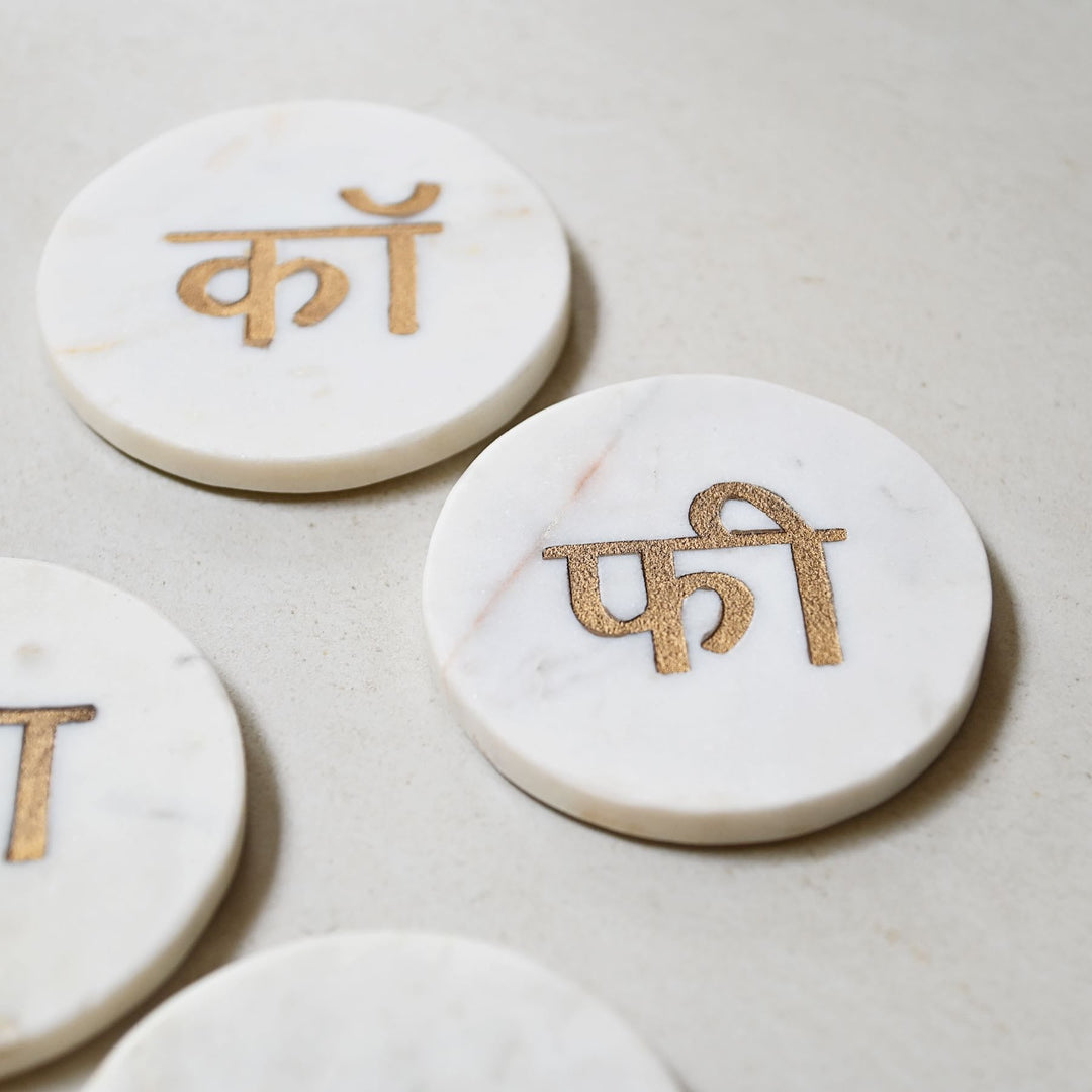 marble coasters with brass inlay in hindi