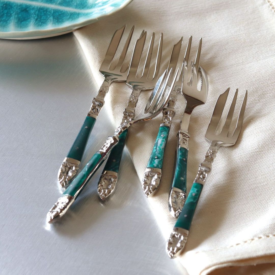 emerald dessert fork set