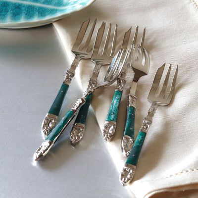 emerald dessert fork set